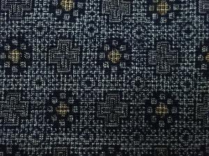 アンティーク　抽象模様織出し本場正藍泥染大島紬着物